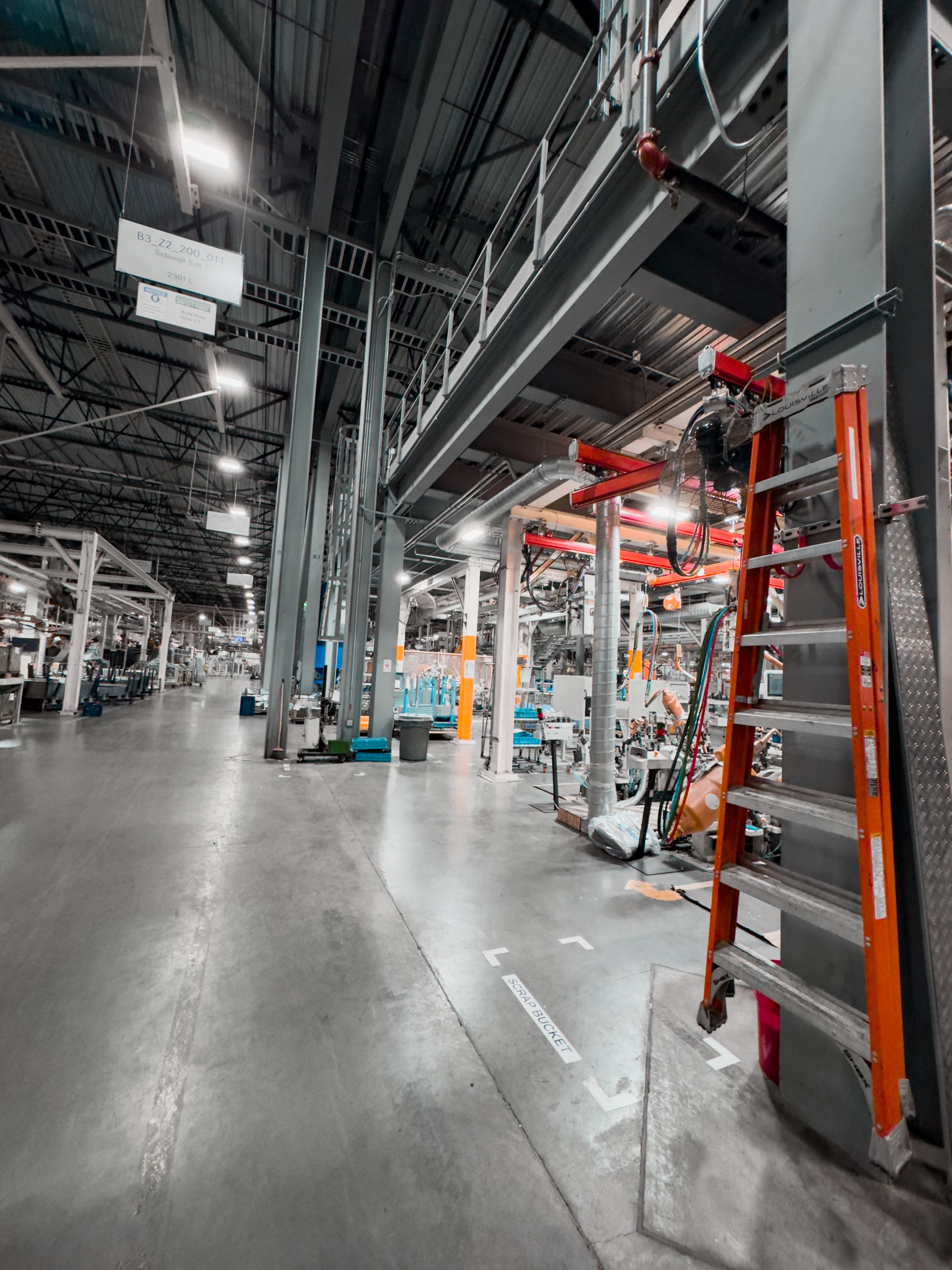 Production line work during a planned shutdown window